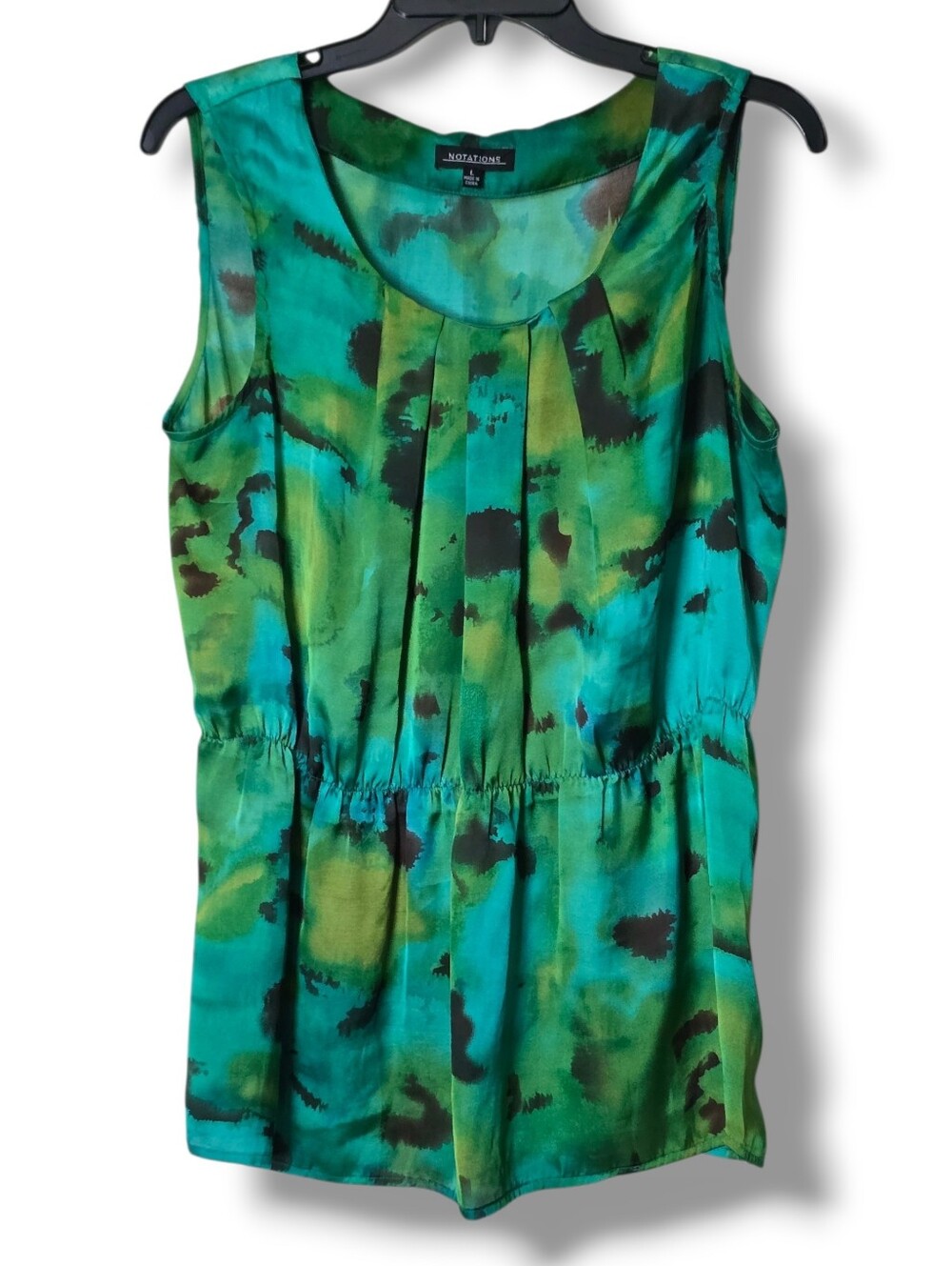 Notations Blue/Green Blouse - Size Large